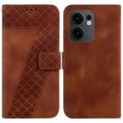 For OPPO Reno13 F 4G / 5G Seven-shaped Embossed Leather Phone Case(Brown) - 1