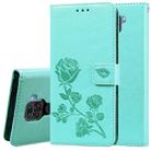 For Xiaomi Redmi Note 9 Rose Embossed Horizontal Flip PU Leather Case with Holder & Card Slots & Wallet(Green) - 1