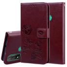 For Huawei P Smart 2020 Rose Embossed Horizontal Flip PU Leather Case with Holder & Card Slots & Wallet(Brown) - 1