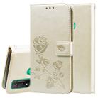 For Huawei P Smart 2020 Rose Embossed Horizontal Flip PU Leather Case with Holder & Card Slots & Wallet(Gold) - 1