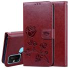 For Huawei Honor 9A Rose Embossed Horizontal Flip PU Leather Case with Holder & Card Slots & Wallet(Brown) - 1