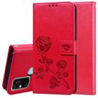 For Huawei Honor 9A Rose Embossed Horizontal Flip PU Leather Case with Holder & Card Slots & Wallet(Red) - 1