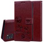 For Samsung Galaxy A31 Rose Embossed Horizontal Flip PU Leather Case with Holder & Card Slots & Wallet(Brown) - 1