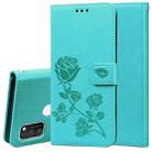 For Samsung Galaxy M30s / M21 Rose Embossed Horizontal Flip PU Leather Case with Holder & Card Slots & Wallet(Green) - 1