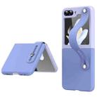 For Samsung Galaxy Z Flip5 Skin Contrast Wristband Folding Phone Case(Sky Blue + Light Purple) - 1