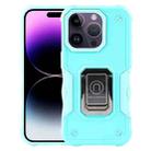 For iPhone 15 Pro Ring Holder Non-slip Shockproof Armor Phone Case(Mint Green) - 1