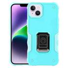 For iPhone 15 Plus Ring Holder Non-slip Shockproof Armor Phone Case(Mint Green) - 1