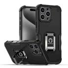 For iPhone 16 Pro Max Ring Holder Non-slip Shockproof Armor Phone Case(Black) - 1