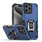 For iPhone 16 Pro Max Ring Holder Non-slip Shockproof Armor Phone Case(Blue) - 1