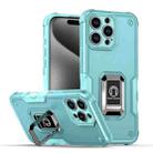 For iPhone 16 Pro Max Ring Holder Non-slip Shockproof Armor Phone Case(Mint Green) - 1