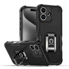 For iPhone 16 Plus Ring Holder Non-slip Shockproof Armor Phone Case(Black) - 1