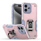 For iPhone 16 Plus Ring Holder Non-slip Shockproof Armor Phone Case(Rose Gold) - 1