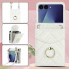 For Samsung Galaxy Z Flip7 5G V-shaped RFID Card Slot Phone Case with Ring Holder(White) - 2