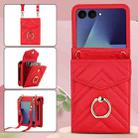 For Samsung Galaxy Z Flip7 5G V-shaped RFID Card Slot Phone Case with Ring Holder(Red) - 2