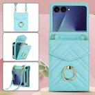 For Samsung Galaxy Z Flip7 5G V-shaped RFID Card Slot Phone Case with Ring Holder(Green) - 2