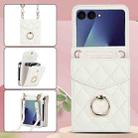 For Samsung Galaxy Z Flip7 5G Diamond Lattice RFID Card Slot Phone Case with Ring Holder(White) - 2