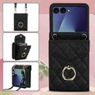 For Samsung Galaxy Z Flip7 5G Diamond Lattice RFID Card Slot Phone Case with Ring Holder(Black) - 2