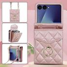 For Samsung Galaxy Z Flip7 5G Diamond Lattice RFID Card Slot Phone Case with Ring Holder(Rose Gold) - 2