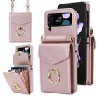 For Samsung Galaxy Z Flip4 Litchi Texture RFID Card Slot Phone Case with Ring Holder(Rose Gold) - 1