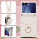 For Samsung Galaxy Z Flip7 5G Litchi Texture RFID Card Slot Phone Case with Ring Holder(White) - 2