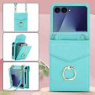 For Samsung Galaxy Z Flip7 5G Litchi Texture RFID Card Slot Phone Case with Ring Holder(Green) - 2