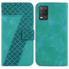 For Realme 8 5G Global / V13 5G / Q3 5G Seven-shaped Embossed Leather Phone Case(Green) - 1