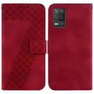For Realme 8 5G Global/V13 5G/Q3 5G/Narzo 30 5G 7-shaped Embossed Leather Phone Case(Red) - 1
