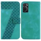 For Realme 9i 7-shaped Embossed Leather Phone Case(Green) - 1