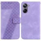 For Realme 10 Pro 5G 7-shaped Embossed Leather Phone Case(Purple) - 1