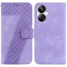 For Realme 10 Pro+ 7-shaped Embossed Leather Phone Case(Purple) - 1