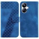 For Realme 10 Pro+ 7-shaped Embossed Leather Phone Case(Blue) - 1