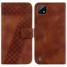 For Realme C20/C11 2021 7-shaped Embossed Leather Phone Case(Brown) - 1