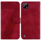 For Realme C20/C11 2021 7-shaped Embossed Leather Phone Case(Red) - 1