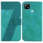 For Realme C21 7-shaped Embossed Leather Phone Case(Green) - 1