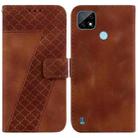 For Realme C21 Seven-shaped Embossed Leather Phone Case(Brown) - 1