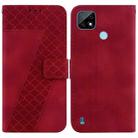 For Realme C21 7-shaped Embossed Leather Phone Case(Red) - 1