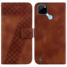 For Realme C21Y Seven-shaped Embossed Leather Phone Case(Brown) - 1