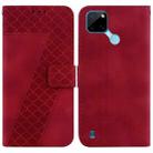 For Realme C21Y 7-shaped Embossed Leather Phone Case(Red) - 1