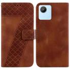 For Realme C30 / Narzo 50i / Narzo 50i Prime 7-shaped Embossed Leather Phone Case(Brown) - 1