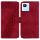 For Realme C30 / Narzo 50i / Narzo 50i Prime 7-shaped Embossed Leather Phone Case(Red) - 1