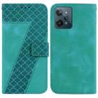 For Realme C31 Seven-shaped Embossed Leather Phone Case(Green) - 1