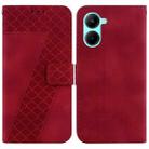 For Realme C33 7-shaped Embossed Leather Phone Case(Red) - 1