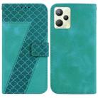 For Realme C35 Seven-shaped Embossed Leather Phone Case(Green) - 1