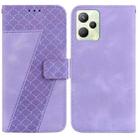 For Realme C35 Seven-shaped Embossed Leather Phone Case(Purple) - 1