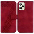 For Realme C35 Seven-shaped Embossed Leather Phone Case(Red) - 1