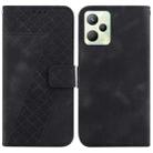 For Realme C35 7-shaped Embossed Leather Phone Case(Black) - 1