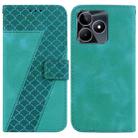 For Realme C53/Narzo N53 Seven-shaped Embossed Leather Phone Case(Green) - 1