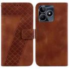 For Realme C53/Narzo N53 7-shaped Embossed Leather Phone Case(Brown) - 1