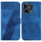 For Realme C53/Narzo N53 7-shaped Embossed Leather Phone Case(Blue) - 1