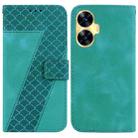 For Realme C55 7-shaped Embossed Leather Phone Case(Green) - 1